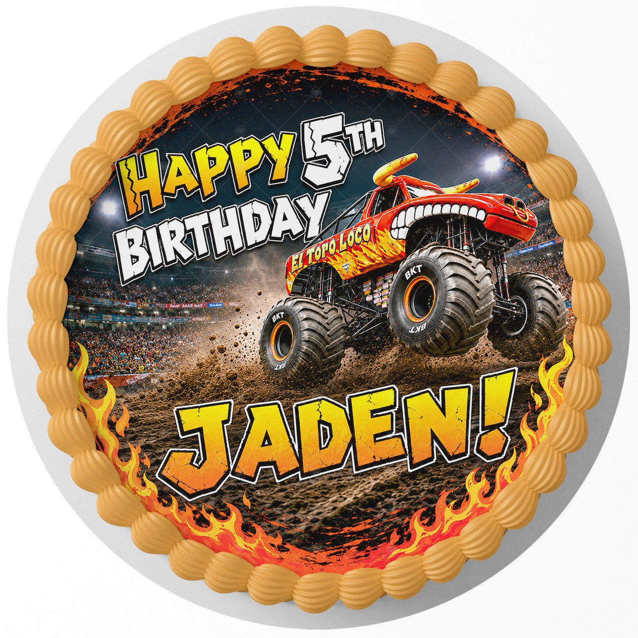 El Toro Loco Monster Truck Edible Cake Topper | Birthday Cake Decoration | Photo Cake Image