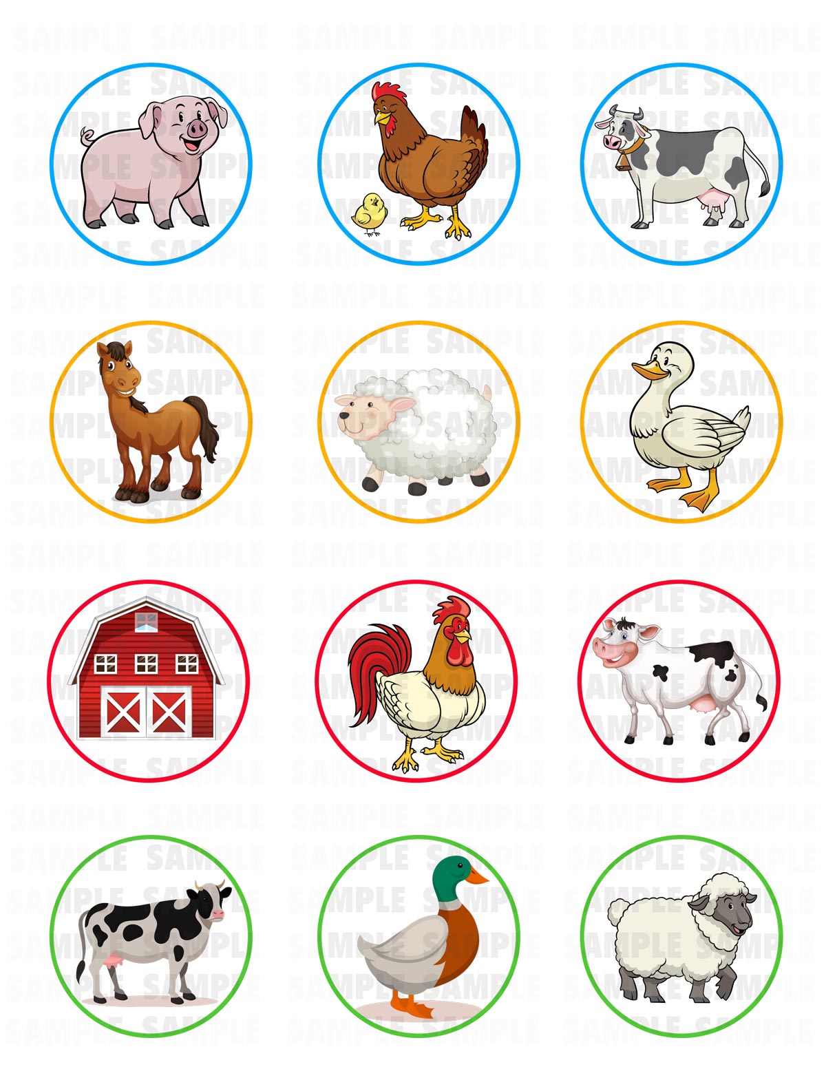 Farm Animals edible cake wrap strip icing sheet