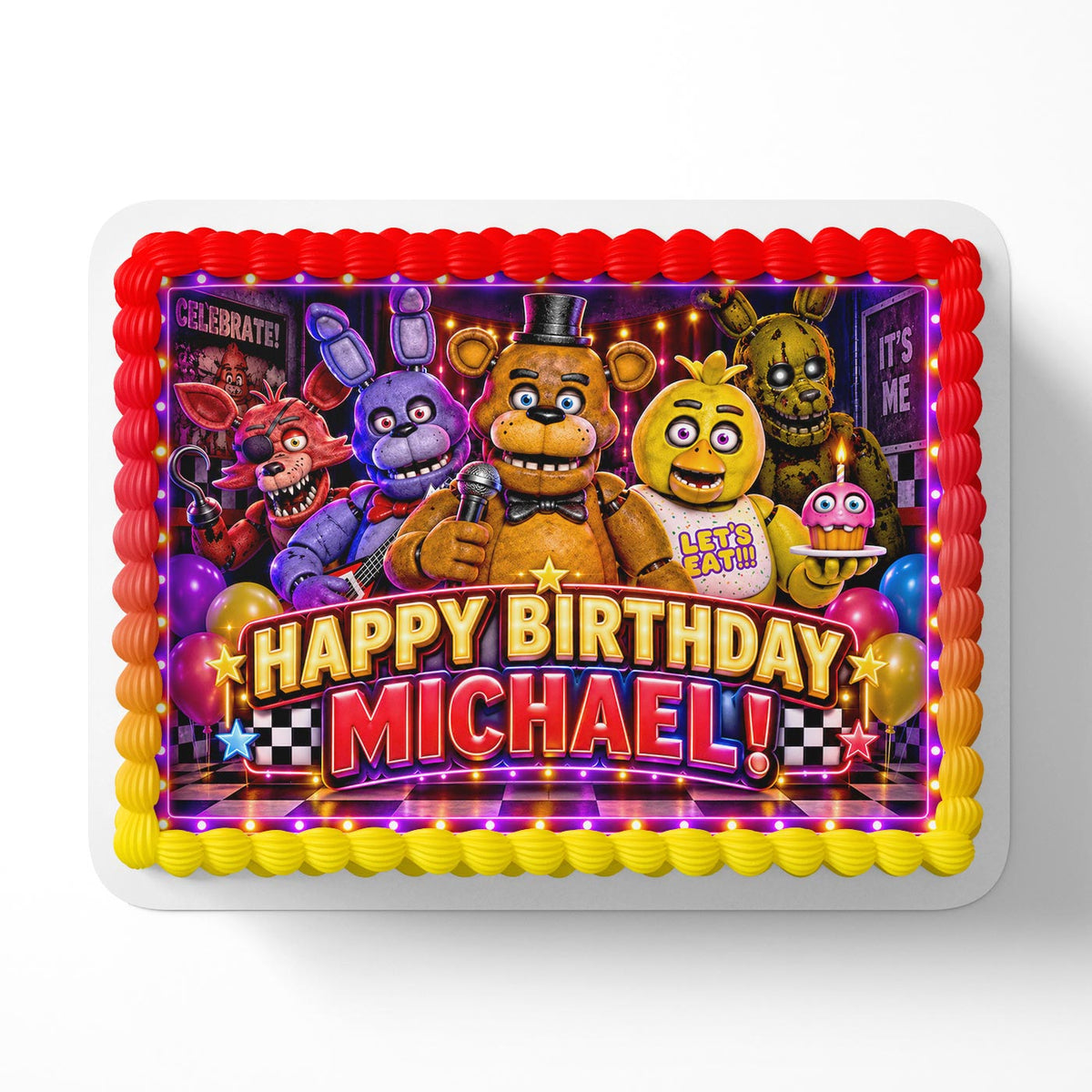 Five Nights at Freddy's Cake Topper | FNAF Edible Cake Image, Boy or Girl Cake Decoration