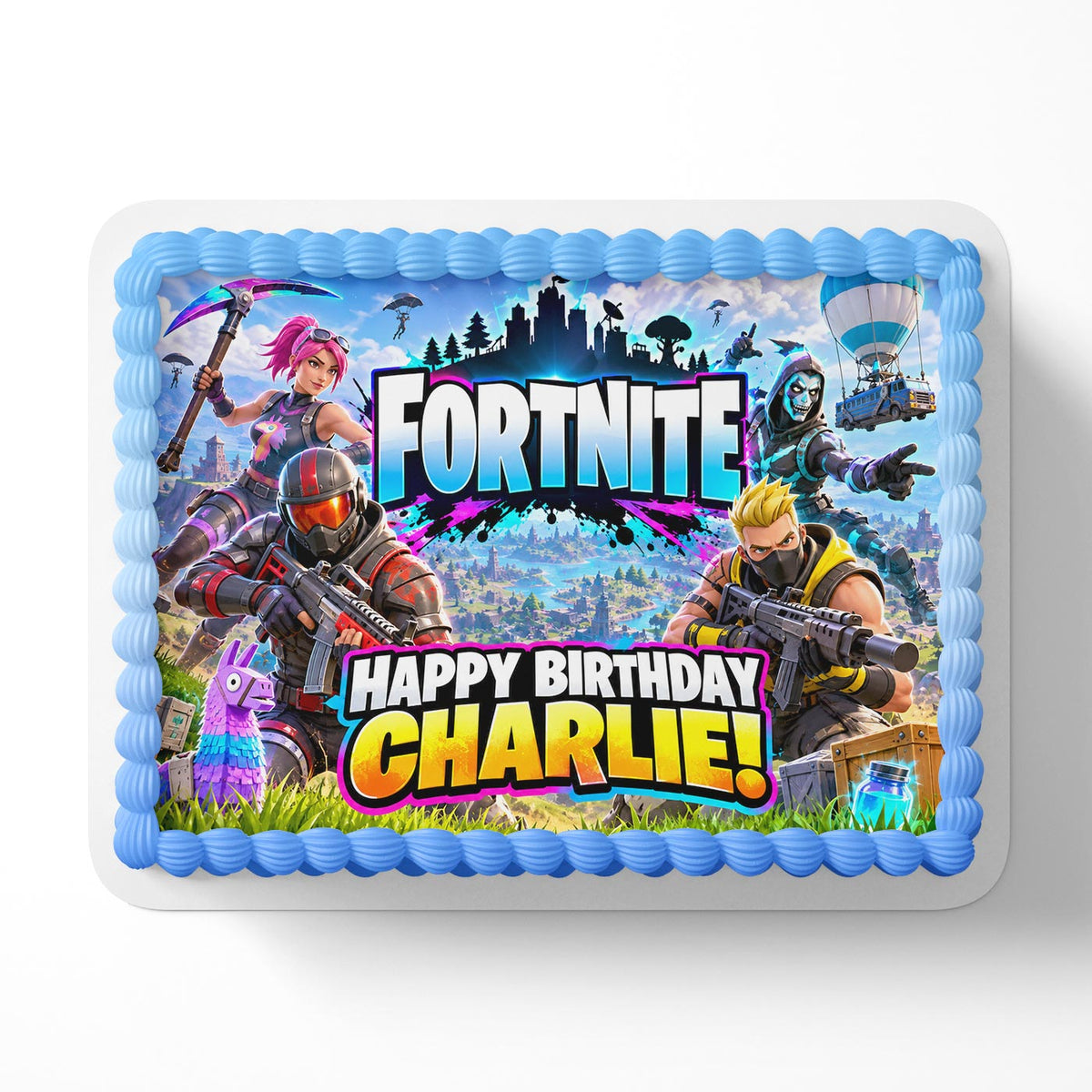 Fortnite Battle Gamers 2026 Edible Cake Topper | Birthday Cake Decoration | Photo Cake Image | Custom Edible Cake Topper