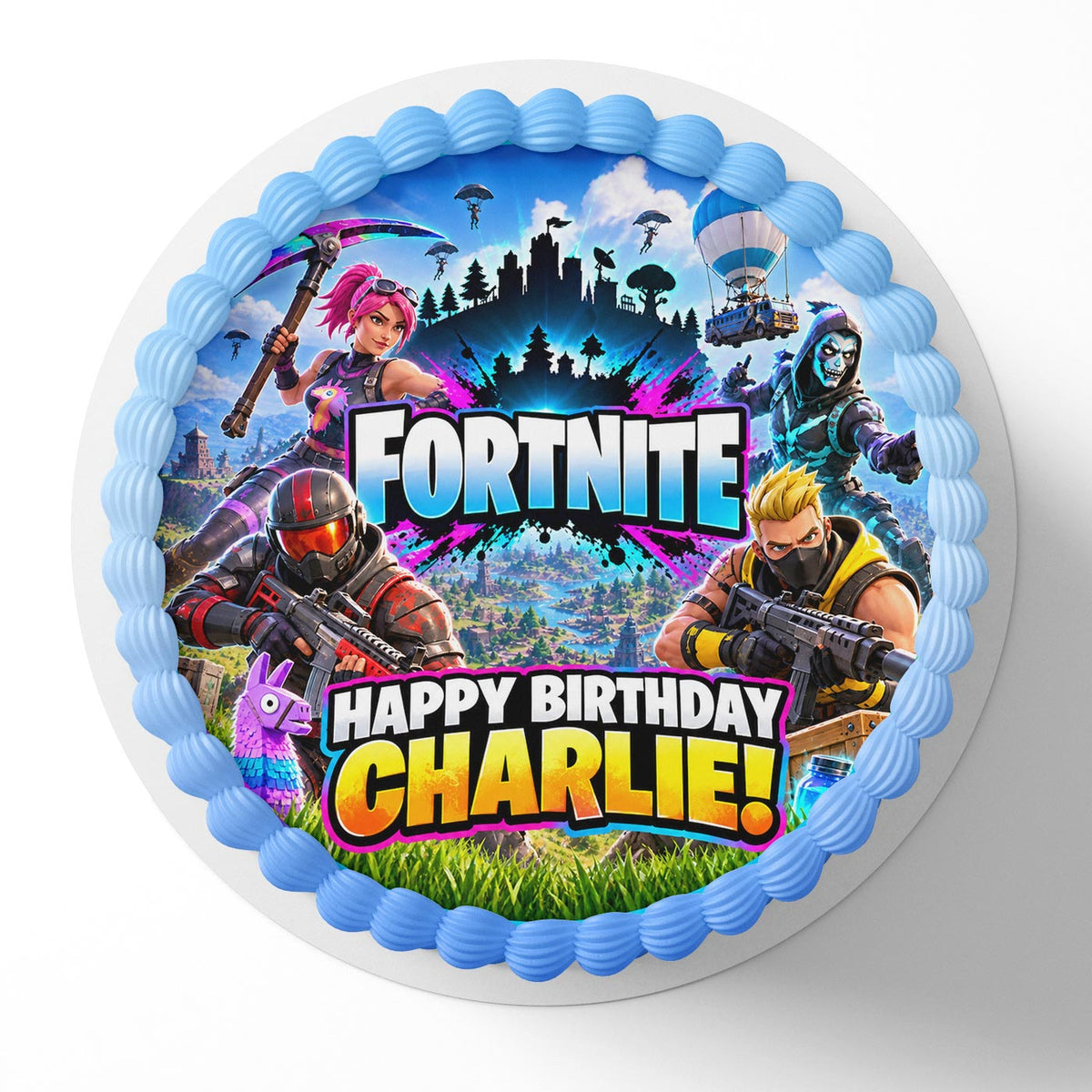 Fortnite Battle Gamers 2026 Edible Cake Topper | Birthday Cake Decoration | Photo Cake Image | Custom Edible Cake Topper