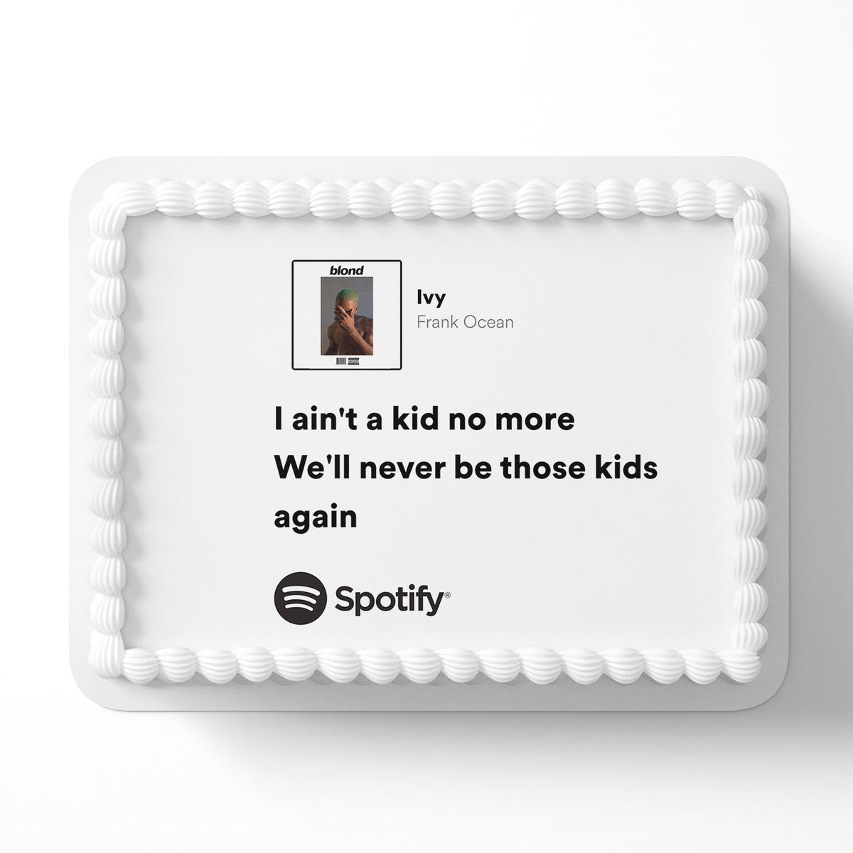 Frank Ocean I ain't a Kid no More Heart Cake Topper – Edible Cake Image – Icing Sheet for Cakes