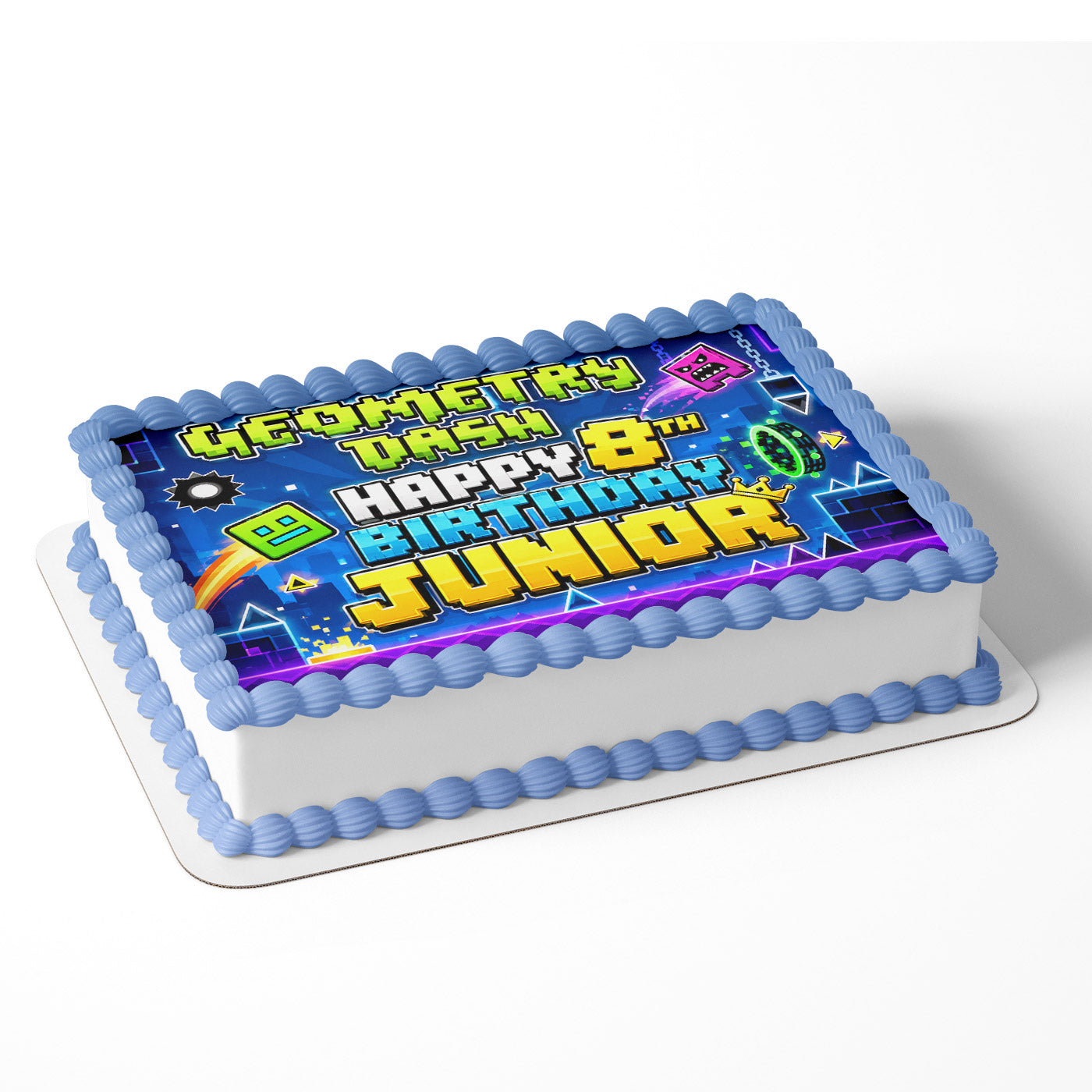 Geometry Dash Gamers Kids Inspired Custom Edible Cake Image Topper Decoration Icing Sheet