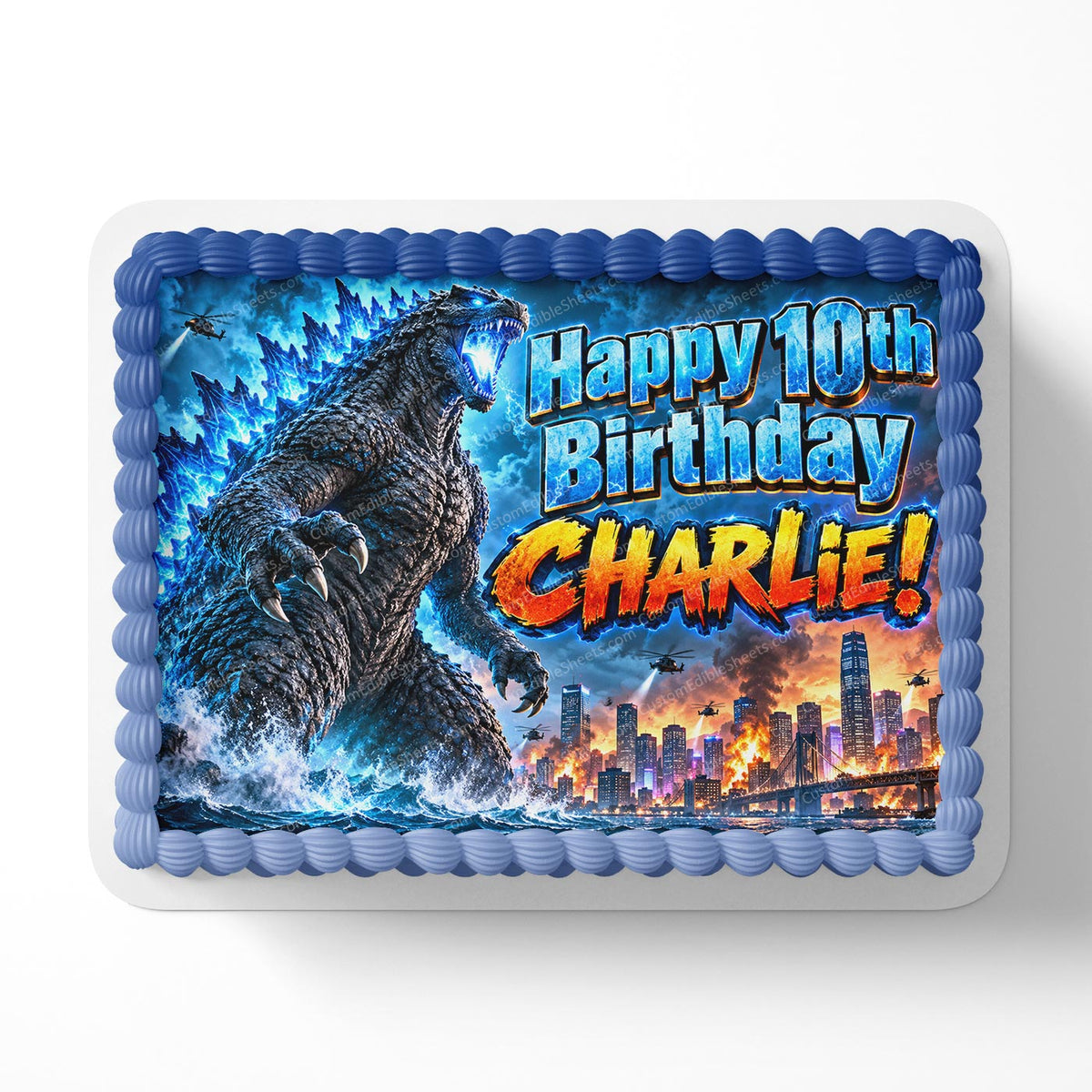 Godzilla Monster Edible Cake Topper Decoration | Photo Cake Image Custom Edible Cake Topper