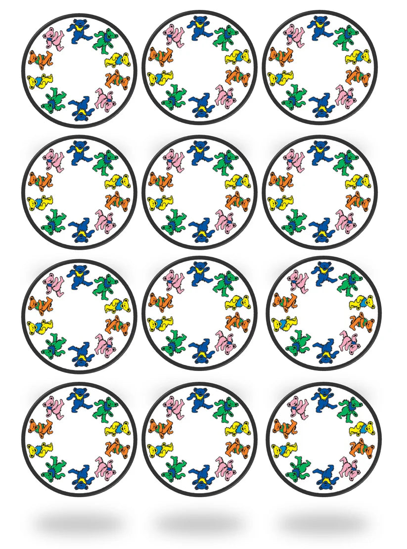 Grateful Dead Bears Ring Edible Cupcake Toppers Icing Sheet or Wafer Paper