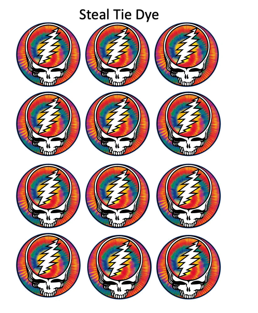 Grateful Dead Steal Your Face Edible Cupcake Toppers Icing Sheet or Wafer Paper
