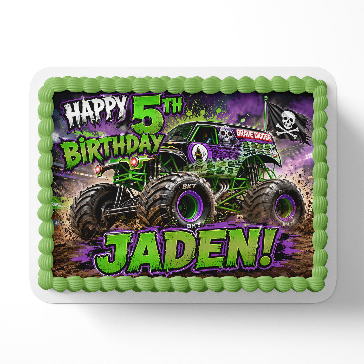 Monster Truck Grave Digger Icing Sheet - Edible Cake Topper | Birthday Cake Decoration | Photo Cake Image