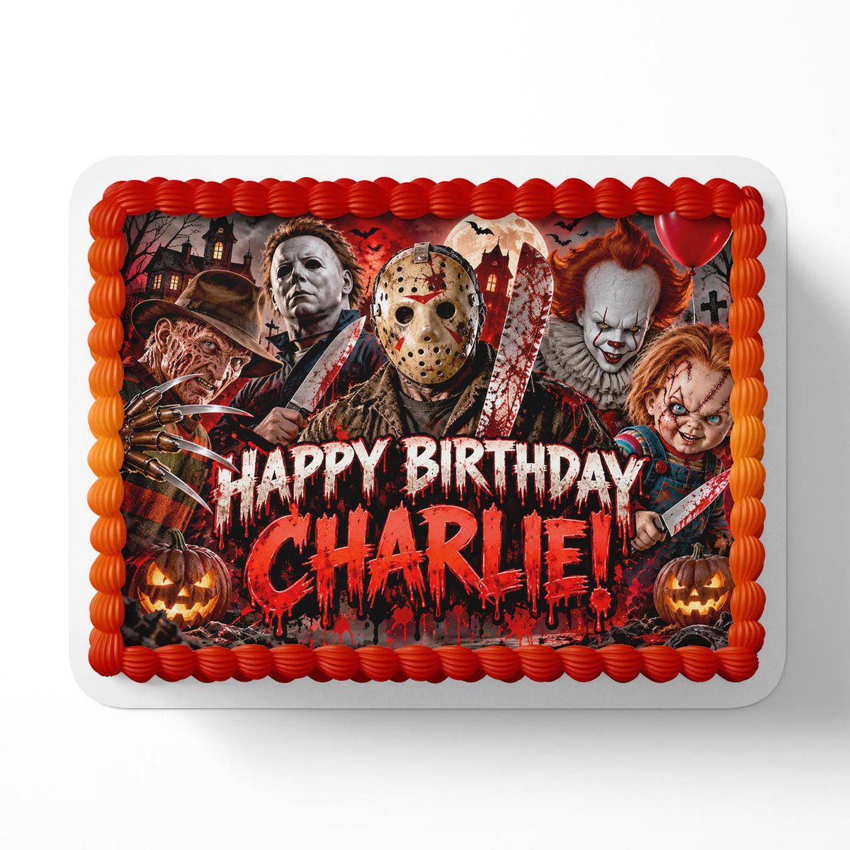 Horror Movie Halloween Scary Cake Topper – Edible Cake Image – Icing Sheet for Cakes