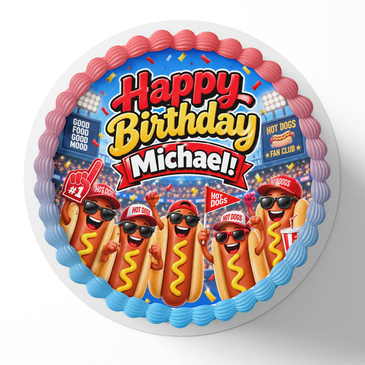 Hot Dogs Fans Edible Cake Topper | Birthday Cake Decoration | Photo Cake Image | Custom Edible Cake Topper