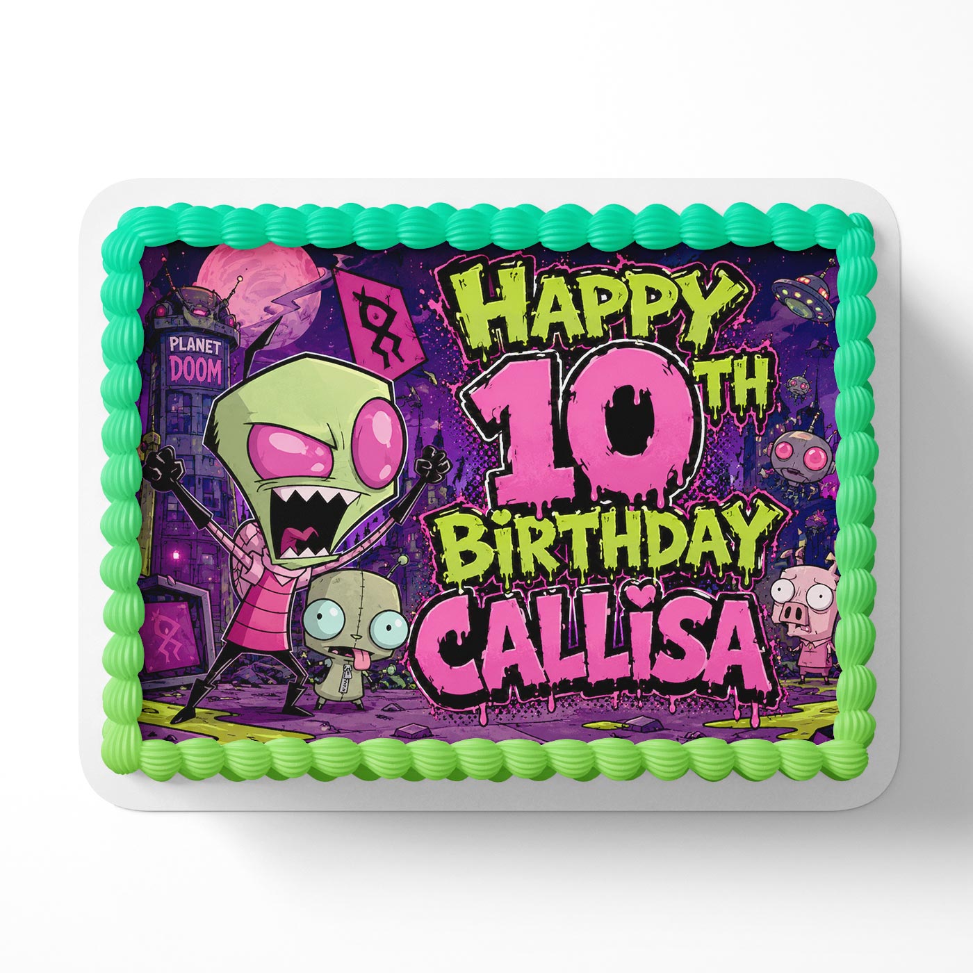 Invader Zim Edible Cake Topper | Birthday Cake Decoration | Photo Cake Image