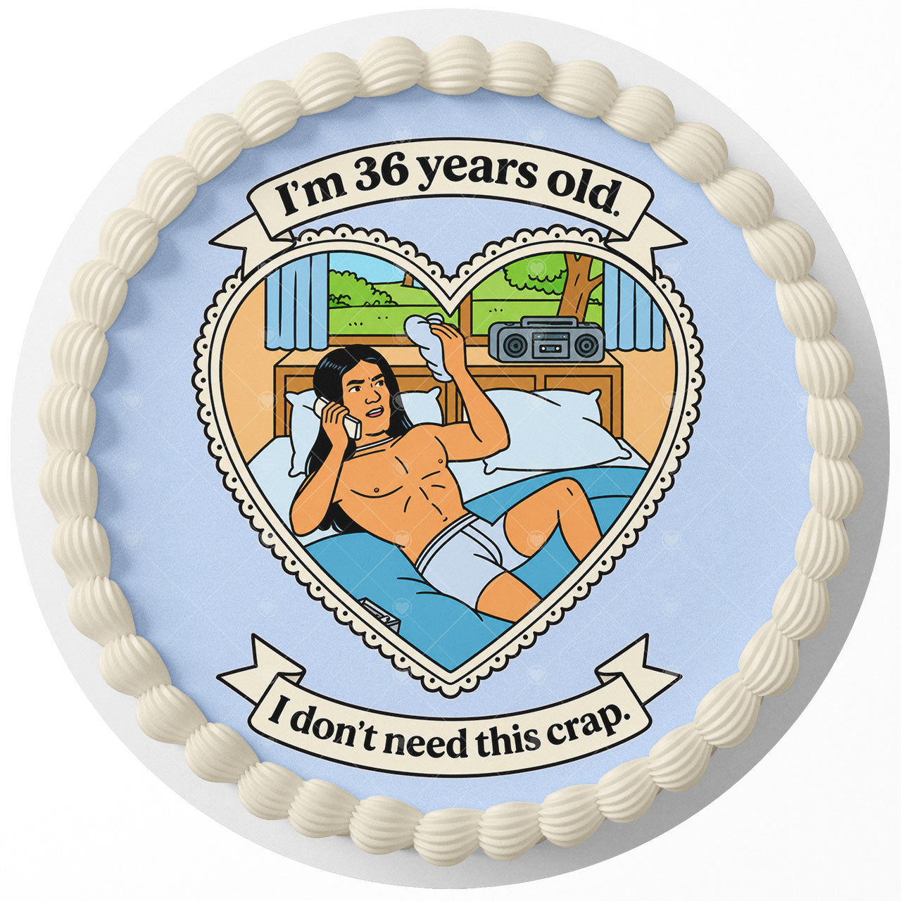 I'm 36 Years Old I Don't Need this Crap John Redcorn Custom Edible Cake Image - Edible Cake Topper Birthday Cake Decoration