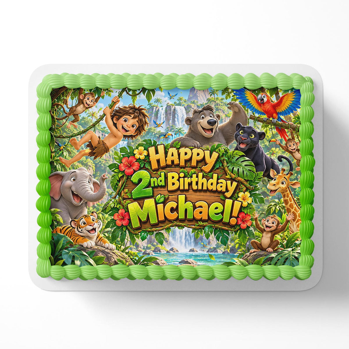 Jungle Animals Books Edible Cake Topper | Birthday Cake Decoration | Photo Cake Image | Custom Edible Cake Topper
