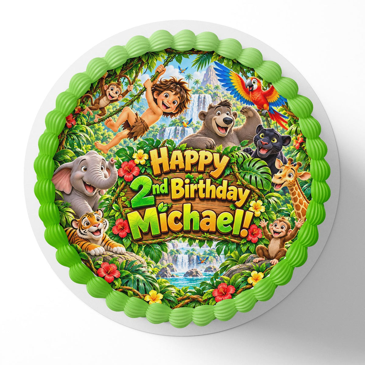 Jungle Animals Books Edible Cake Topper | Birthday Cake Decoration | Photo Cake Image | Custom Edible Cake Topper