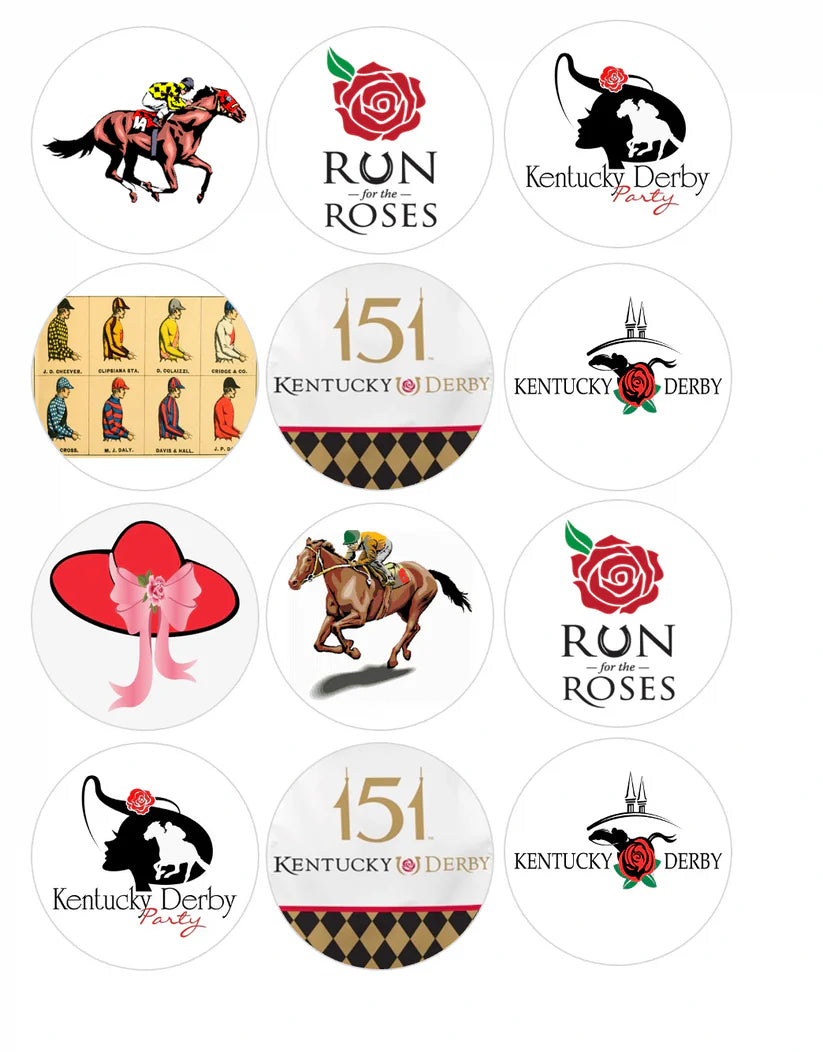Kentucky Derby 151 Edible Cupcake Toppers Icing Sheet or Wafer Paper