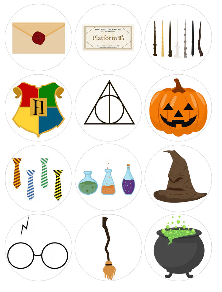 Kids Harry Potter Halloween Edible Cupcake Toppers Icing Sheet or Wafer Paper