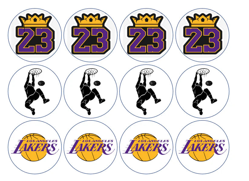 Kobe LA Lakers Basketball Edible Cupcake Toppers Icing Sheet or Wafer Paper