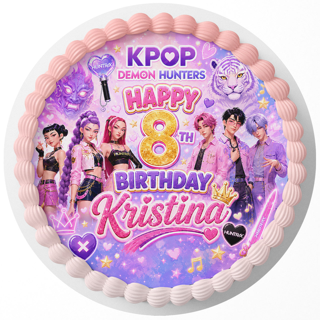 Kpop Demon Hunters Huntrix Golden Girls Custom Edible Cake Image Topper Decoration Icing Sheet