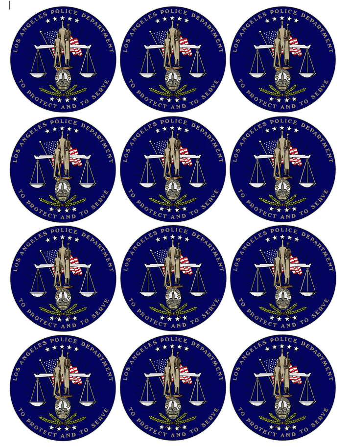 LAPD Seal Edible Cupcake Toppers Icing Sheet or Wafer Paper