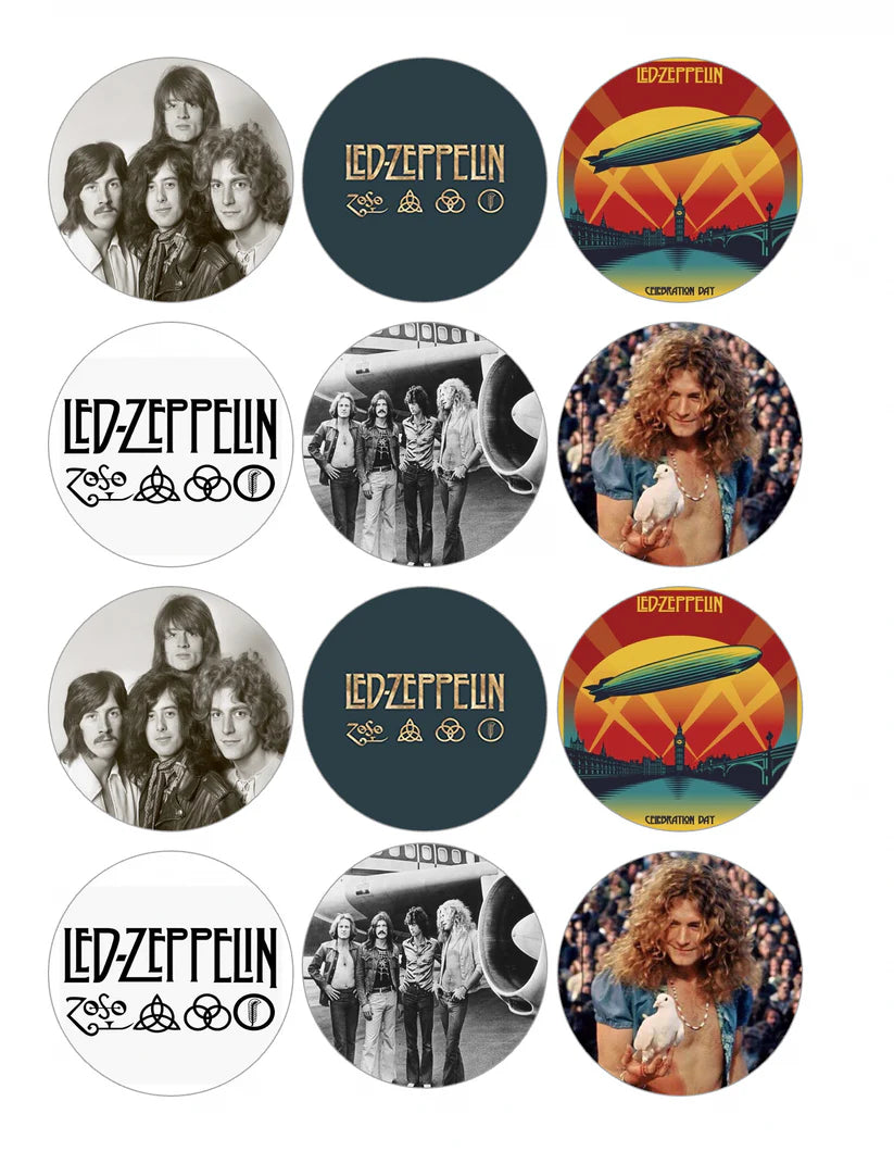 Led Zeppelin Edible Cupcake Toppers Icing Sheet or Wafer Paper