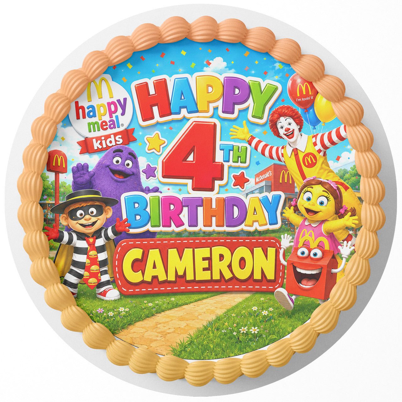 Mcdonalds Happy Meal Kids Custom Edible Cake Image Topper Decoration Icing Sheet