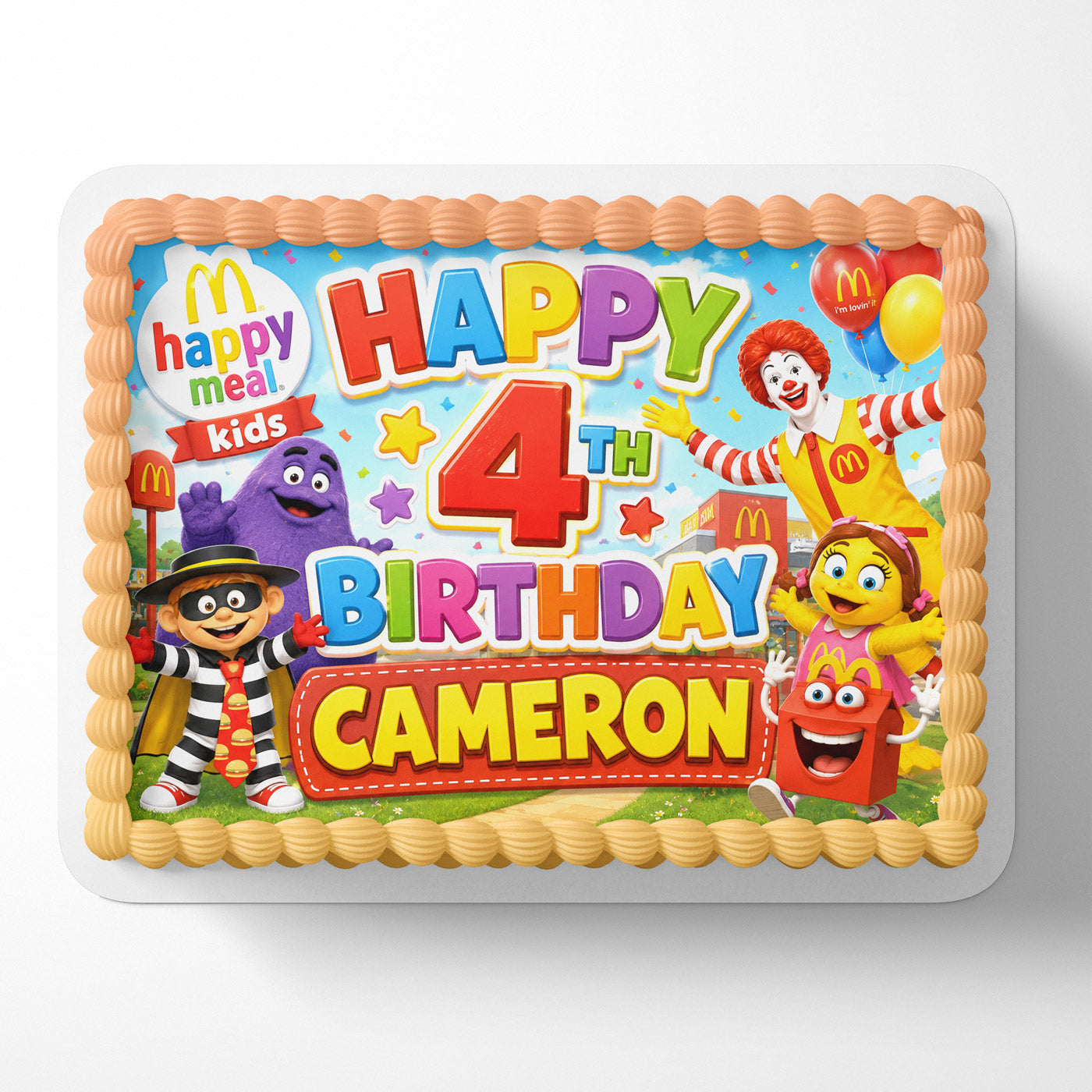 Mcdonalds Happy Meal Kids Custom Edible Cake Image Topper Decoration Icing Sheet