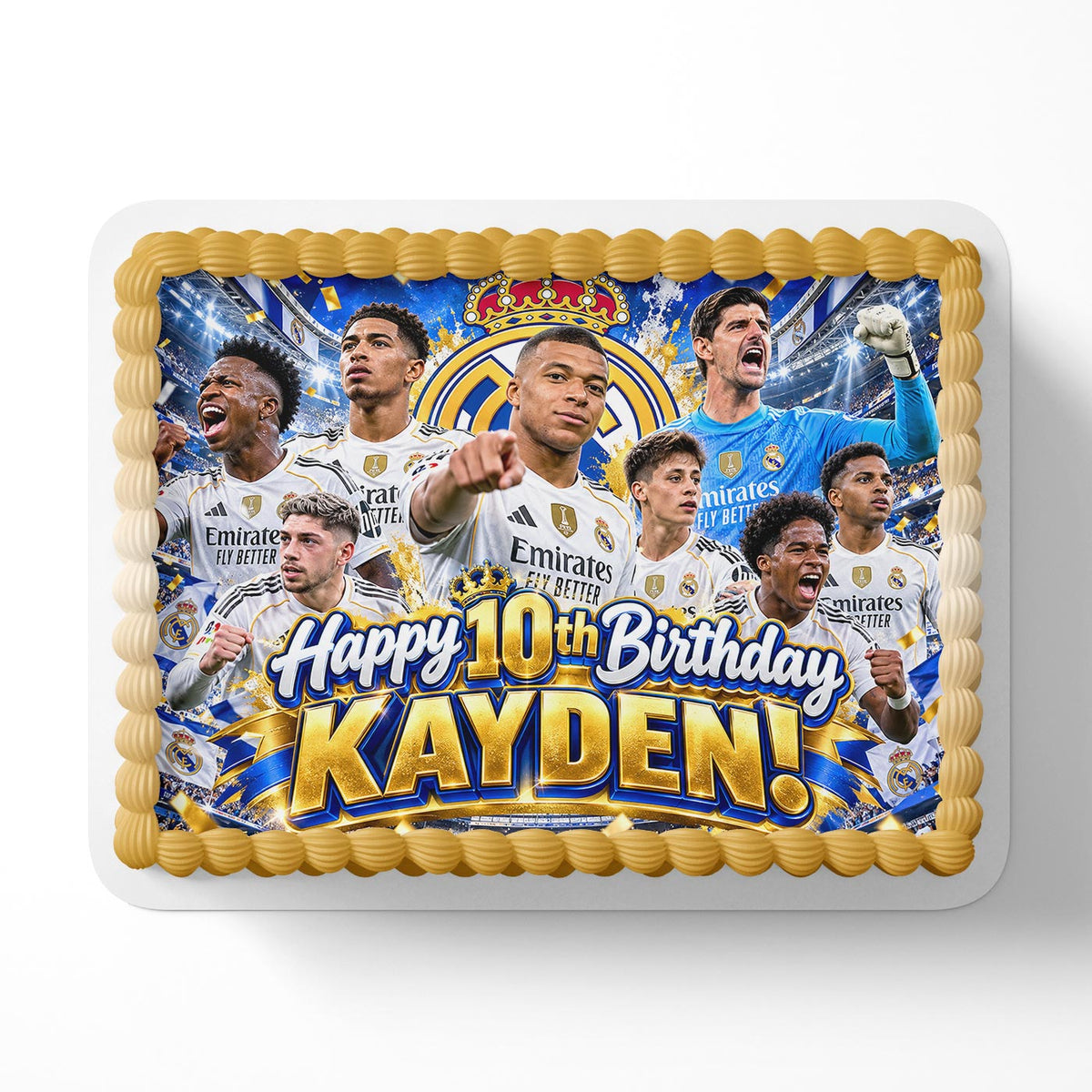 Madrid 2026 Team Vinicius Mbappe Edible Cake Topper | Birthday Cake Decoration | Photo Cake Image | Custom Edible Cake Topper