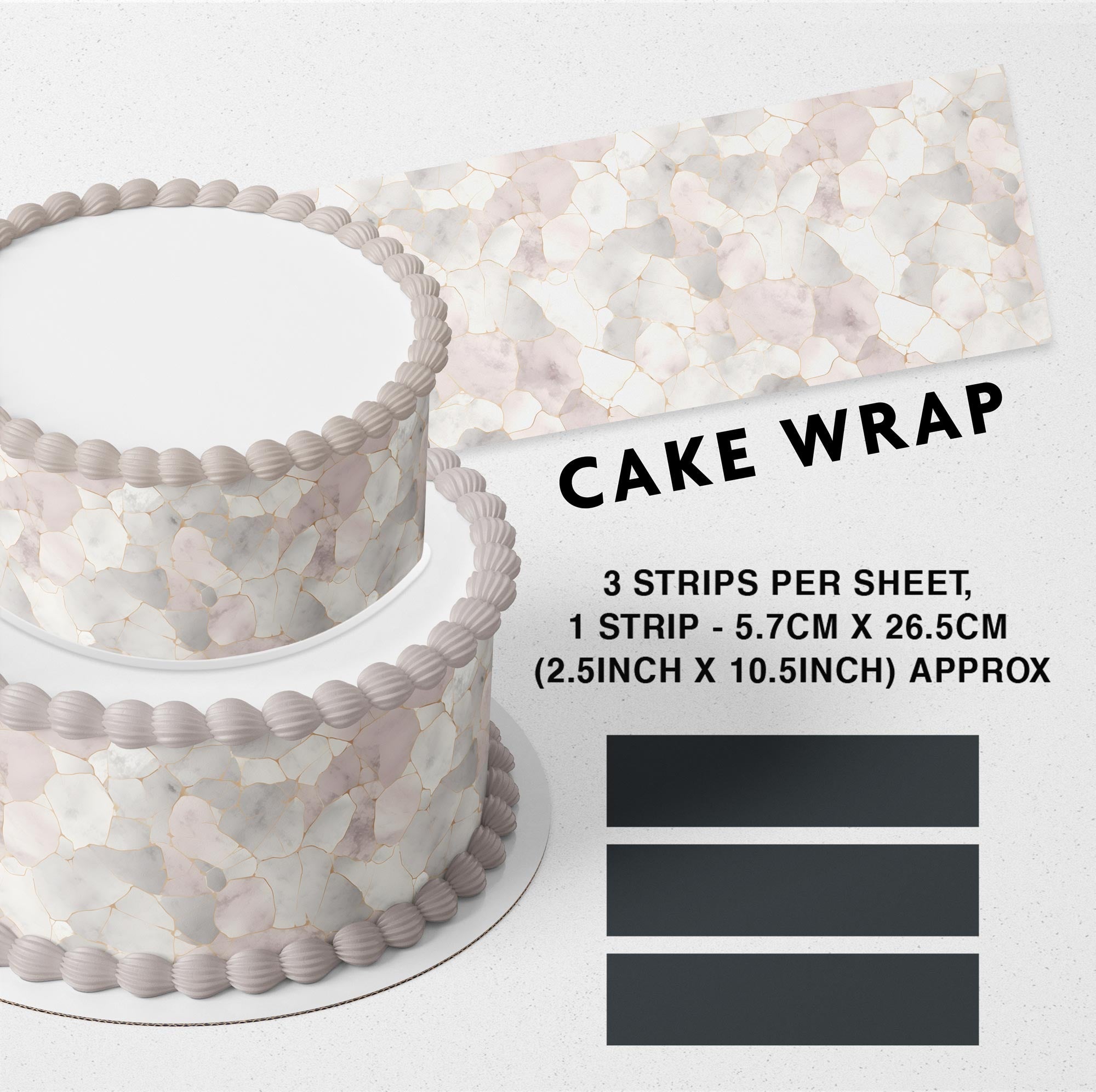 Marble Gold Edible Cake Wrap Strip – Icing Sheet Cake Side Decora - Personalized Edible Cake Topper | Custom Icing Sheet | Birthday Cake Decoration