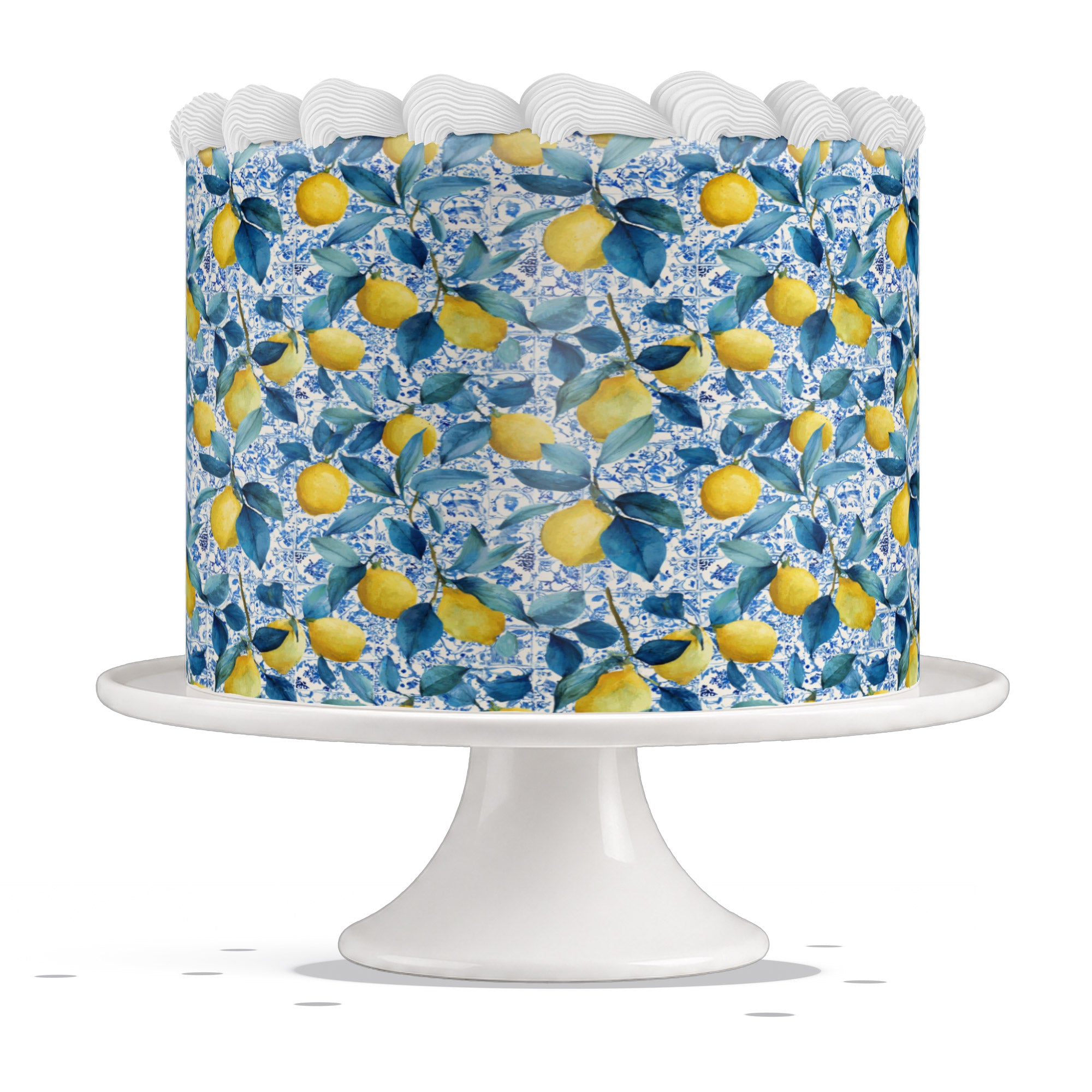 Mediterranean Lemon Floral Edible Cake Wrap Strip – Icing Sheet C - Edible Cake Topper | Icing Sheet | Birthday Cake Decoration