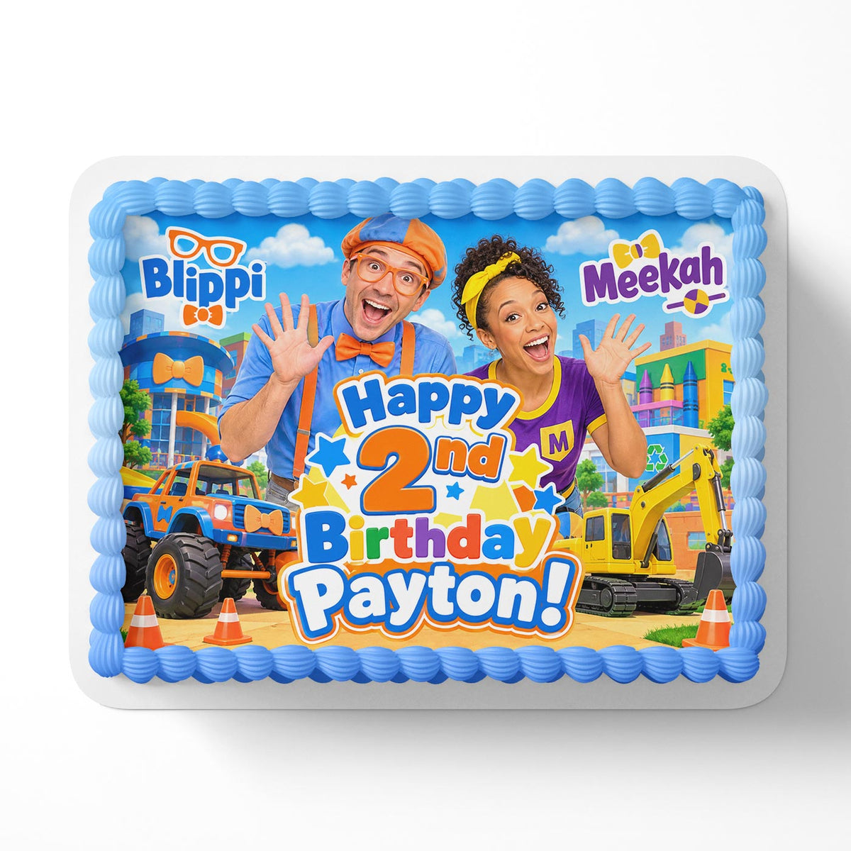 Blippi Meekah Childrens Show Edible Cake Topper Birthday Cake Decoration Photo Cake Image Custom Edible Cake Topper