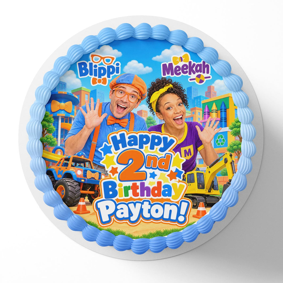 Blippi Meekah Childrens Show Edible Cake Topper Birthday Cake Decoration Photo Cake Image Custom Edible Cake Topper