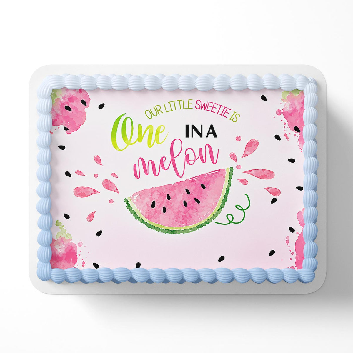 Our Little Sweetie is One in a Melon Edible Cake Topper | Birthday Cake Decoration | Photo Cake Image