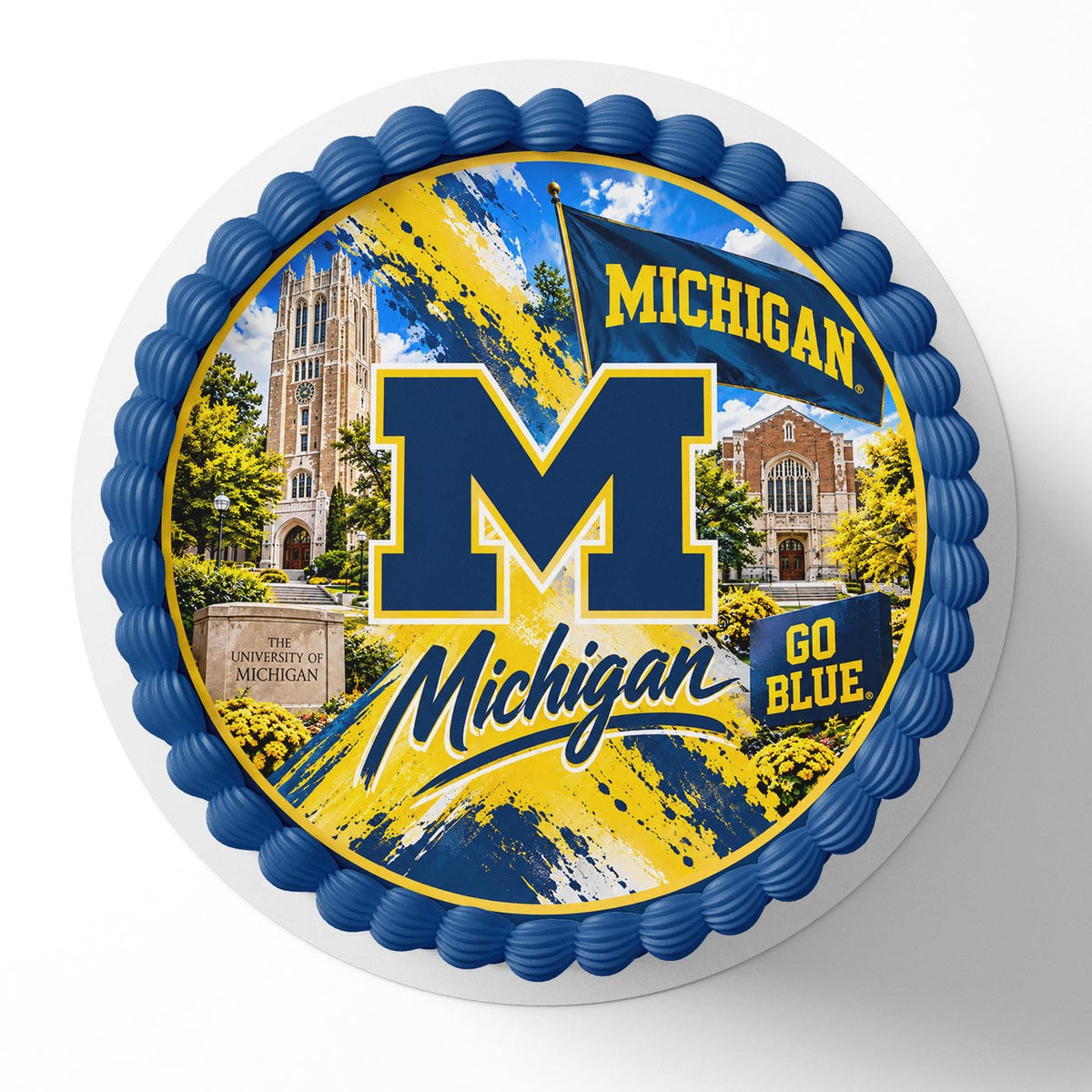 University of Michigan Edible Cake Topper | Birthday Cake Decoration | Photo Cake Image | Custom Edible Cake Topper