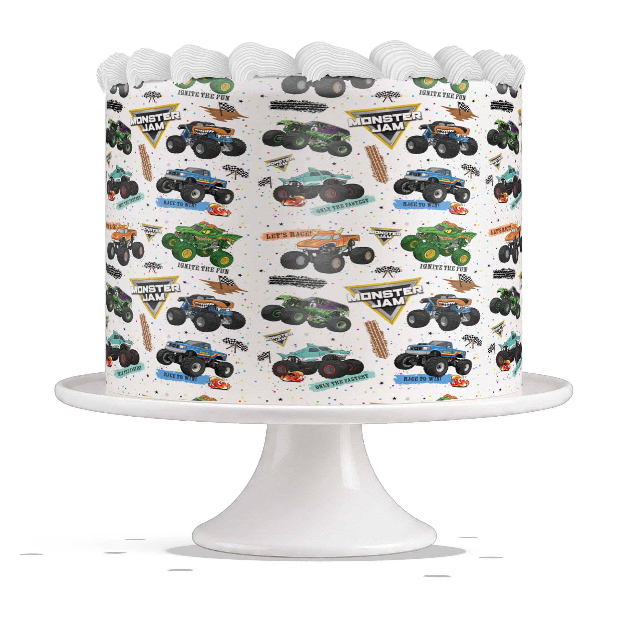 Monster Jam Trucks Edible Cake Wrap Strip ā Icing Sheet Cake Side - Edible Cake Topper | Icing Sheet | Birthday Cake Decoration