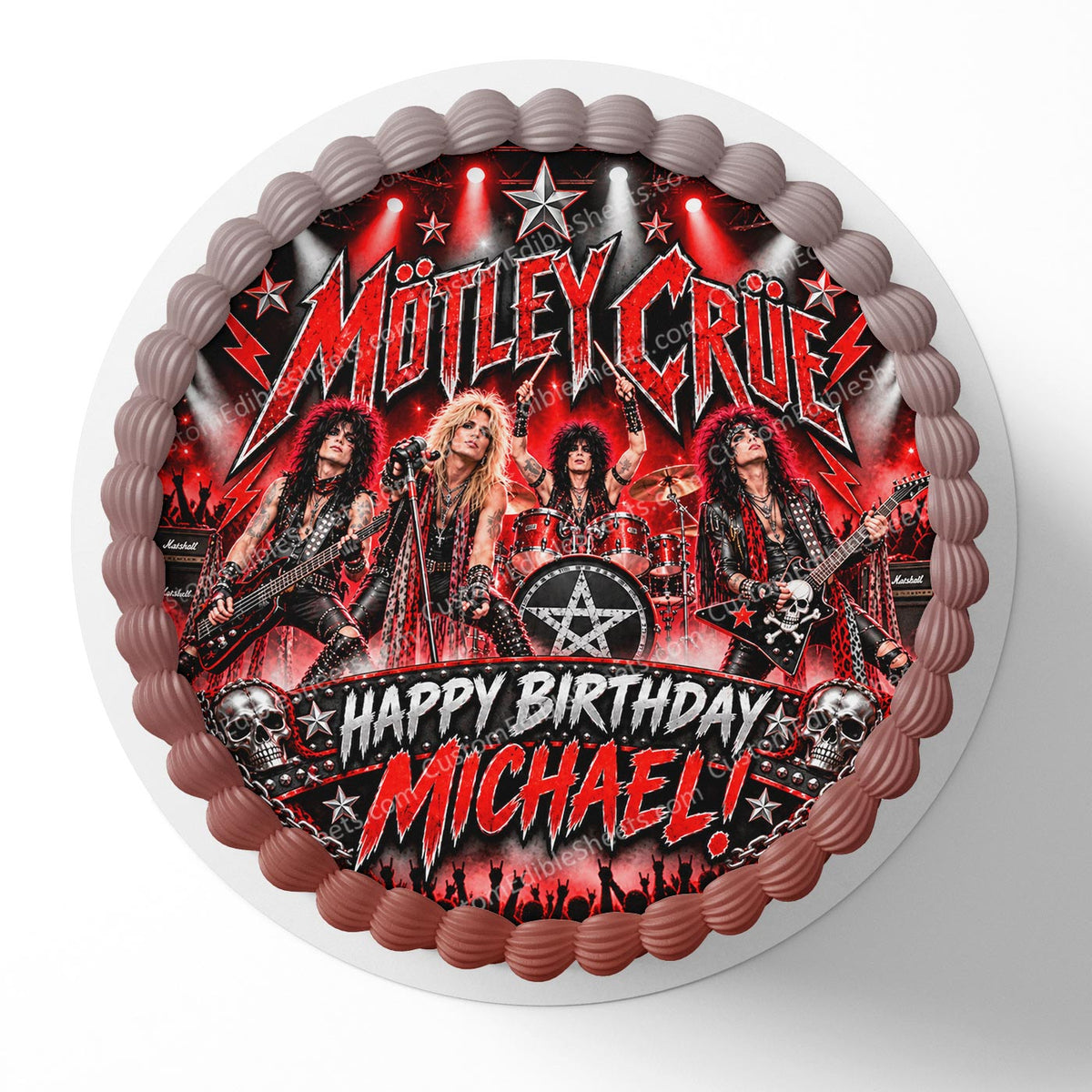 Mötley Crüe Birthday Concert Edible Cake Topper Decoration | Photo Cake Image Custom
