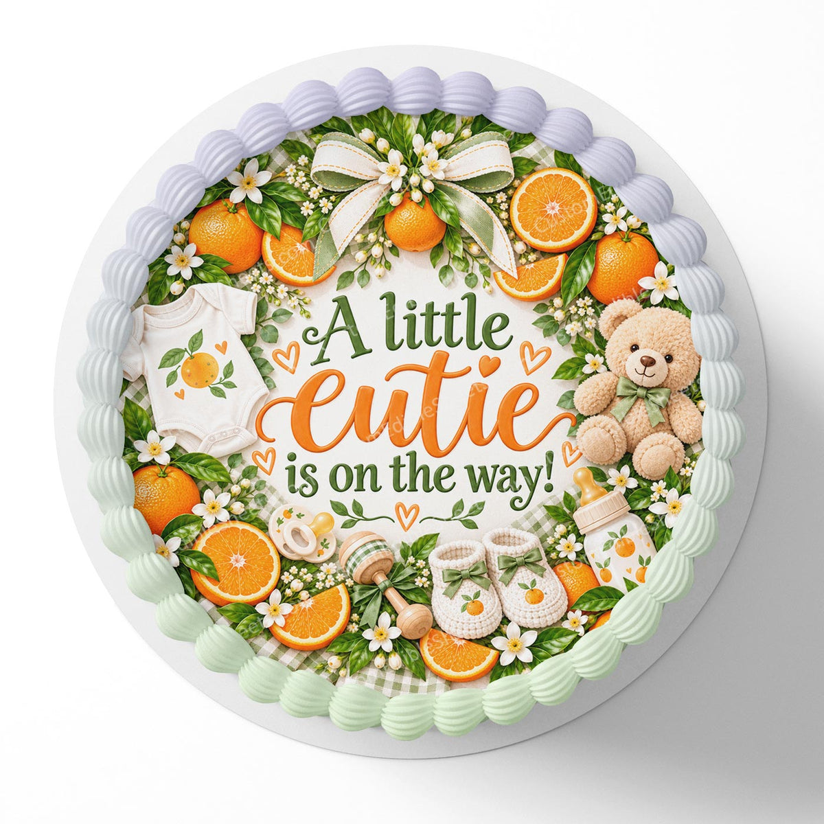 A Little Cutie is On the Way! Edible Cake Topper Cake Decoration Photo Cake Image Custom
