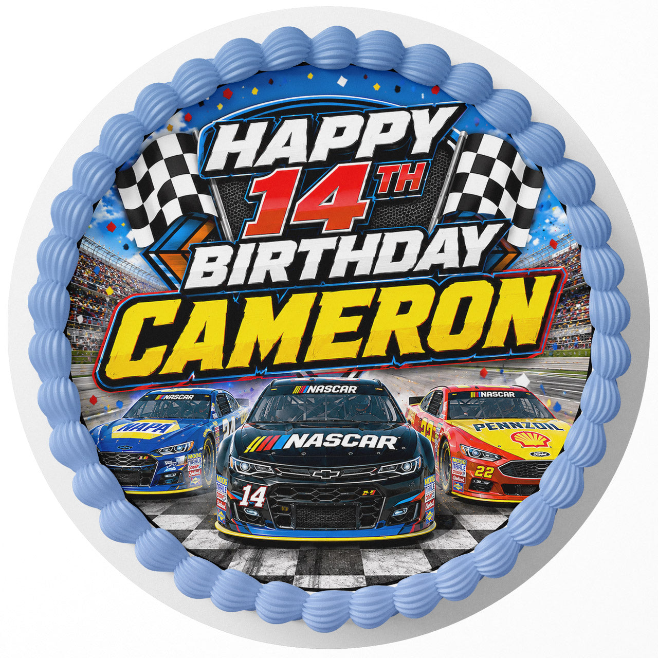 NASCAR Racing Cars Custom Edible Cake Image - Edible Cake Topper Birthday Cake Decoration