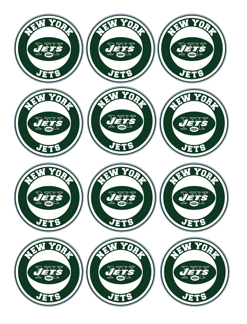 New York Jets Edible Cupcake Toppers Icing Sheet or Wafer Paper