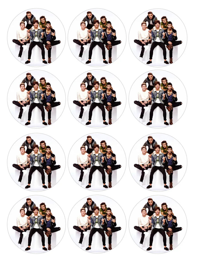 One Direction Edible Cupcake Toppers Icing Sheet or Wafer Paper