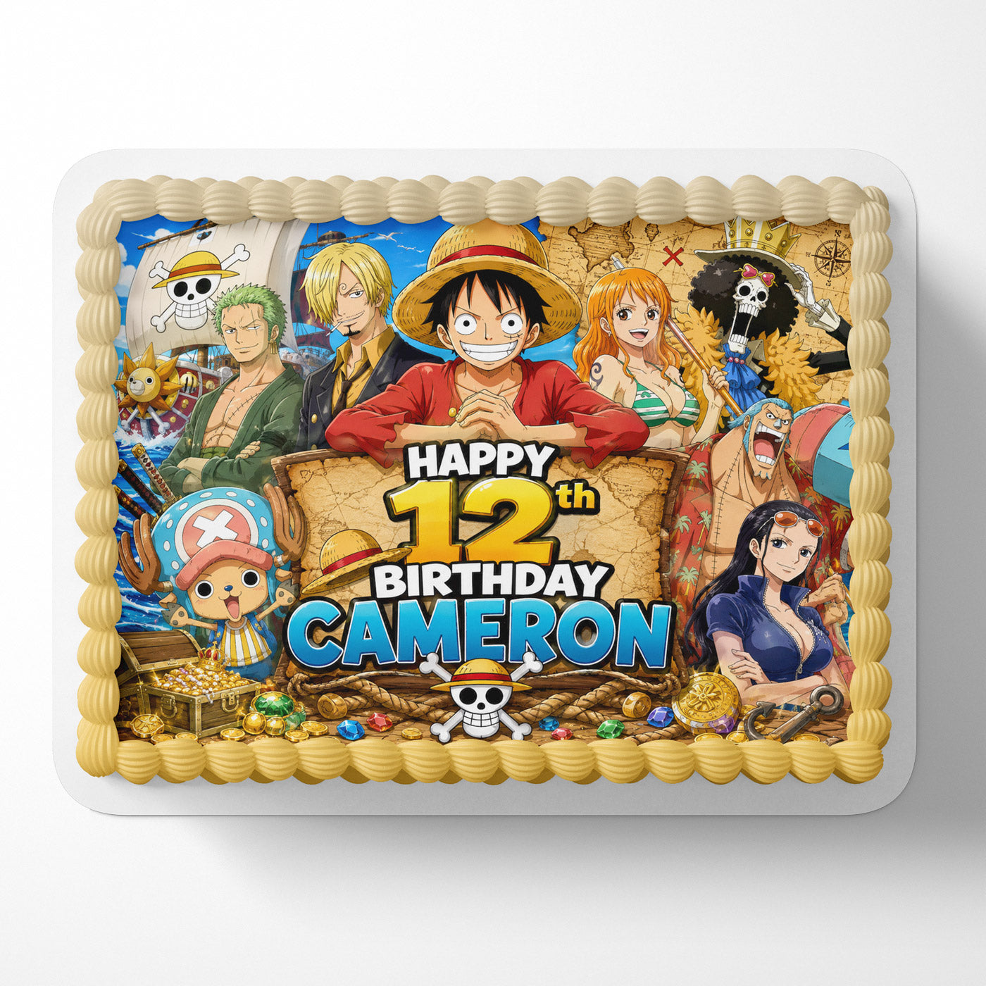 One Piece Team Anime Custom Edible Cake Image - Edible Cake Topper Birthday Cake Decoration