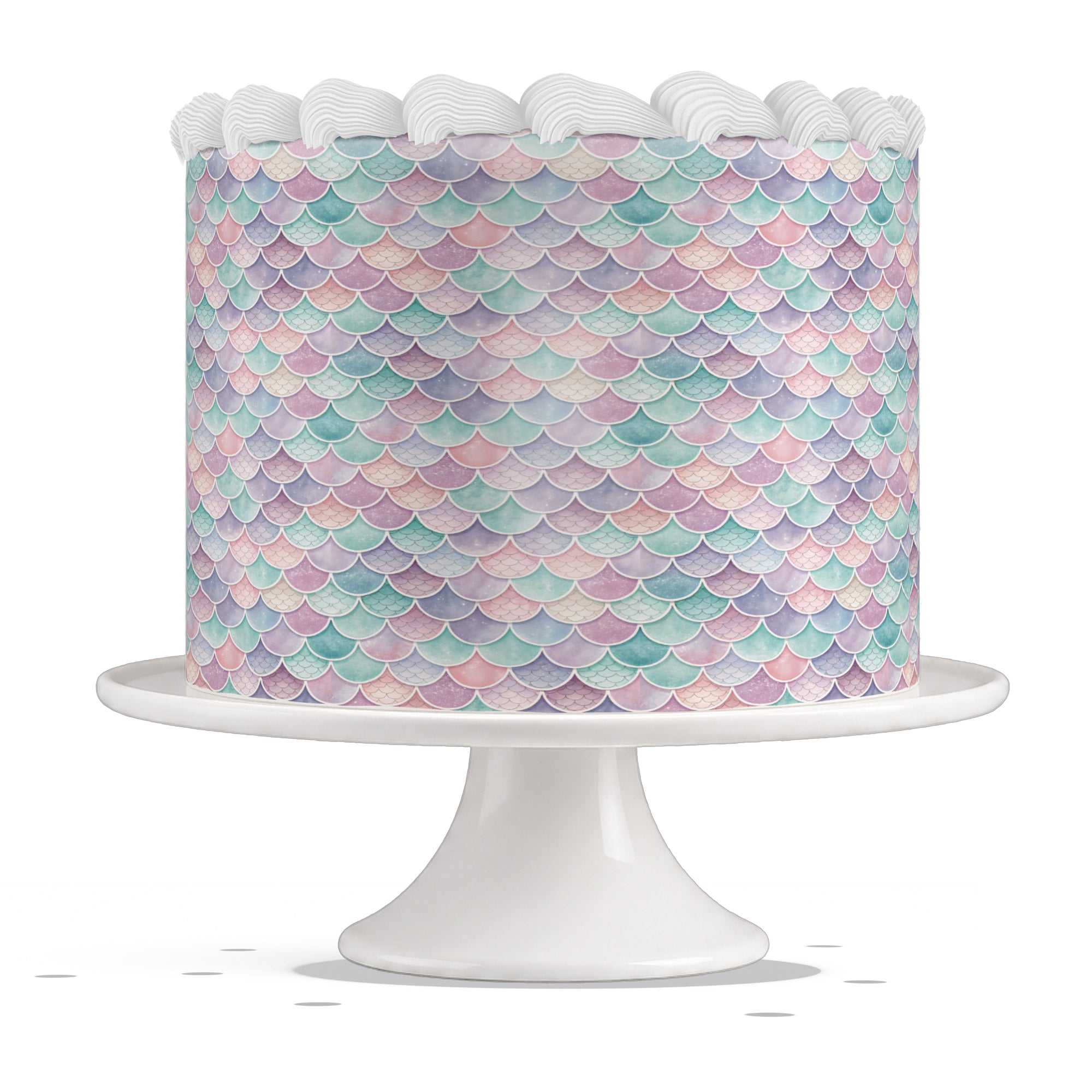 Pastel Mermaid Scales Edible Cake Wrap Icing Sheet Cake Topper Birthday, Wedding Cake Decoration