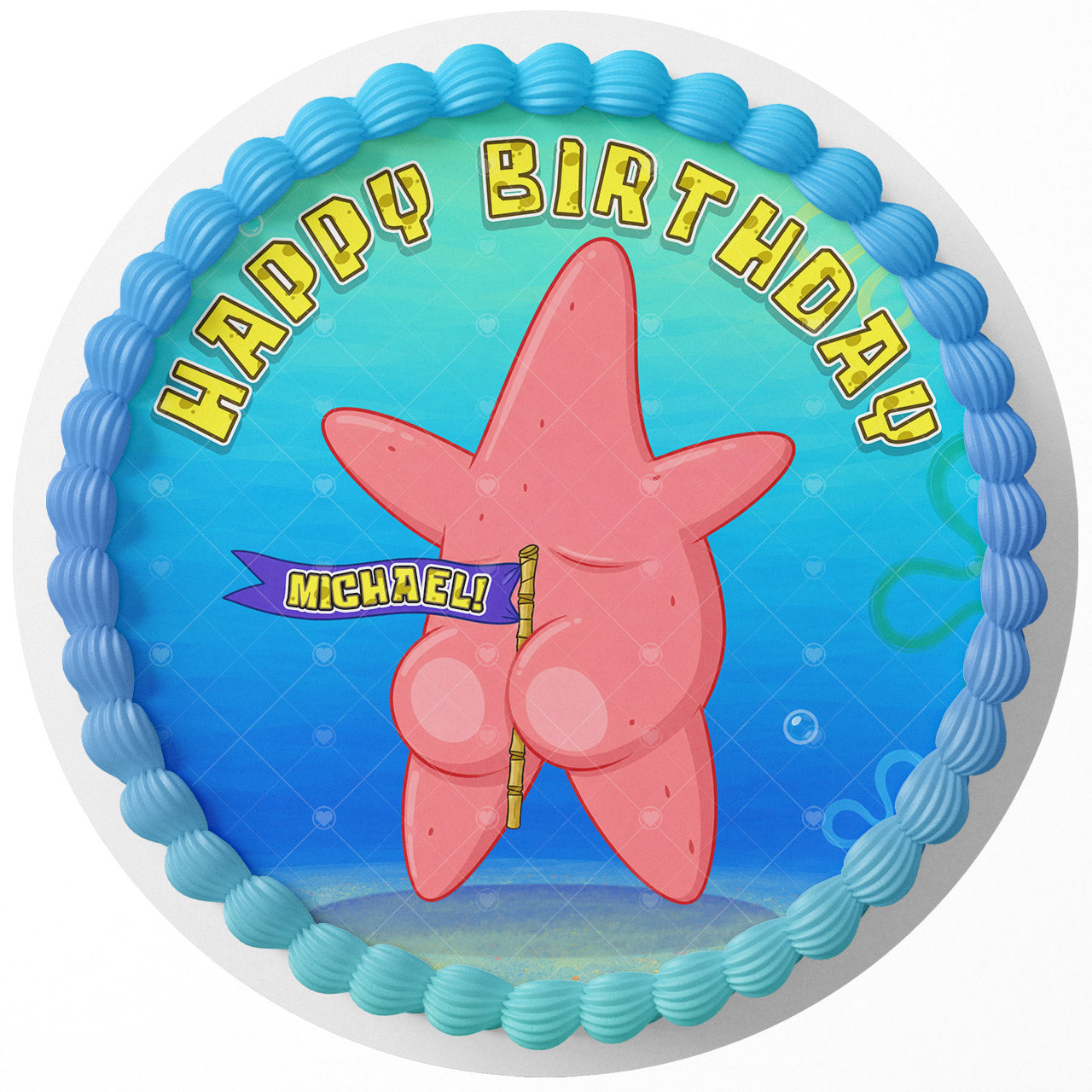 Patrick Star Butt Meme Birthday Custom Edible Cake Image Topper Decoration Icing Sheet