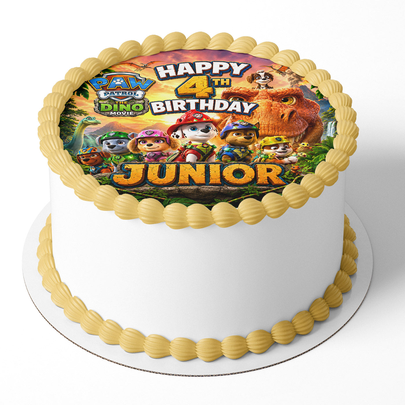 Paw Patrol Dinosaurs Jungle Kids Inspired Custom Edible Cake Image Topper Decoration Icing Sheet