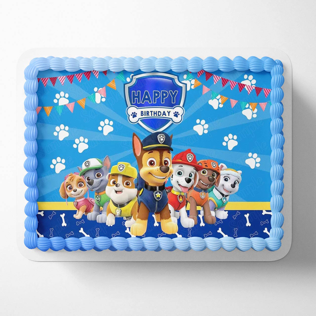 Puppies Patrol Boys Blue Puppy Dog Paw Edible Cake Topper