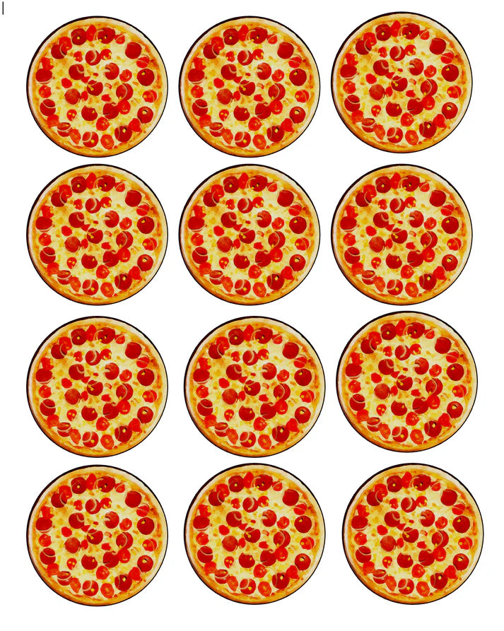 Pepperoni Pizza Edible Cupcake Toppers Icing Sheet or Wafer Paper