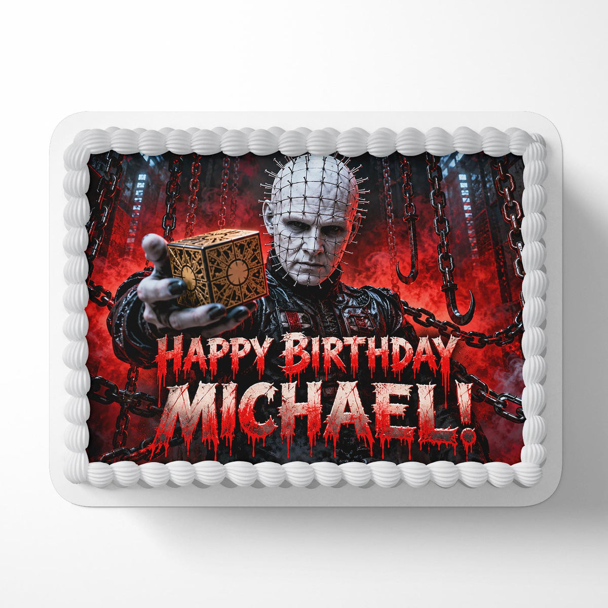 Pinhead Horror Edible Cake Topper | Birthday Cake Decoration | Photo Cake Image | Custom Edible Cake Topper