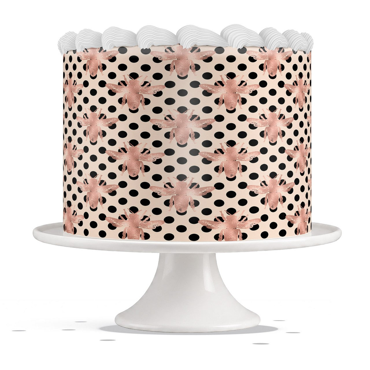Pink Bees and Polka Dots edible cake wrap strip icing sheet