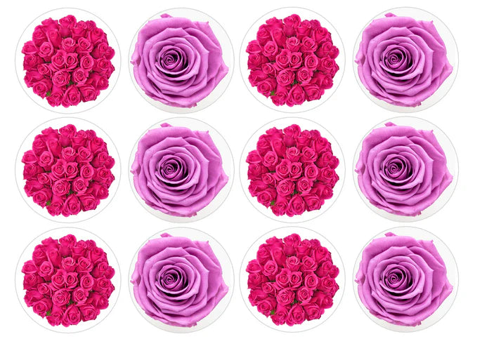 Pink Roses Edible Cupcake Toppers Icing Sheet or Wafer Paper