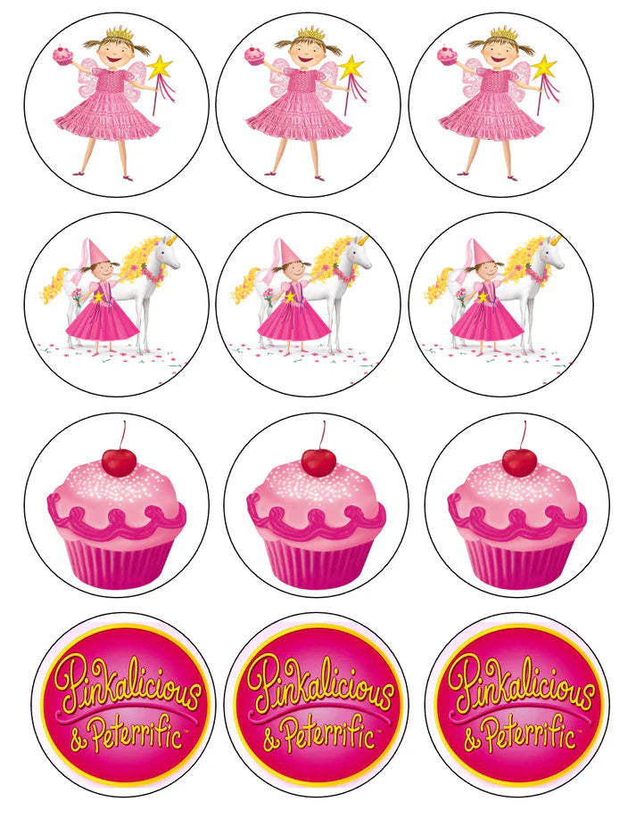 Pinkalicious Edible Cupcake Toppers Icing Sheet or Wafer Paper
