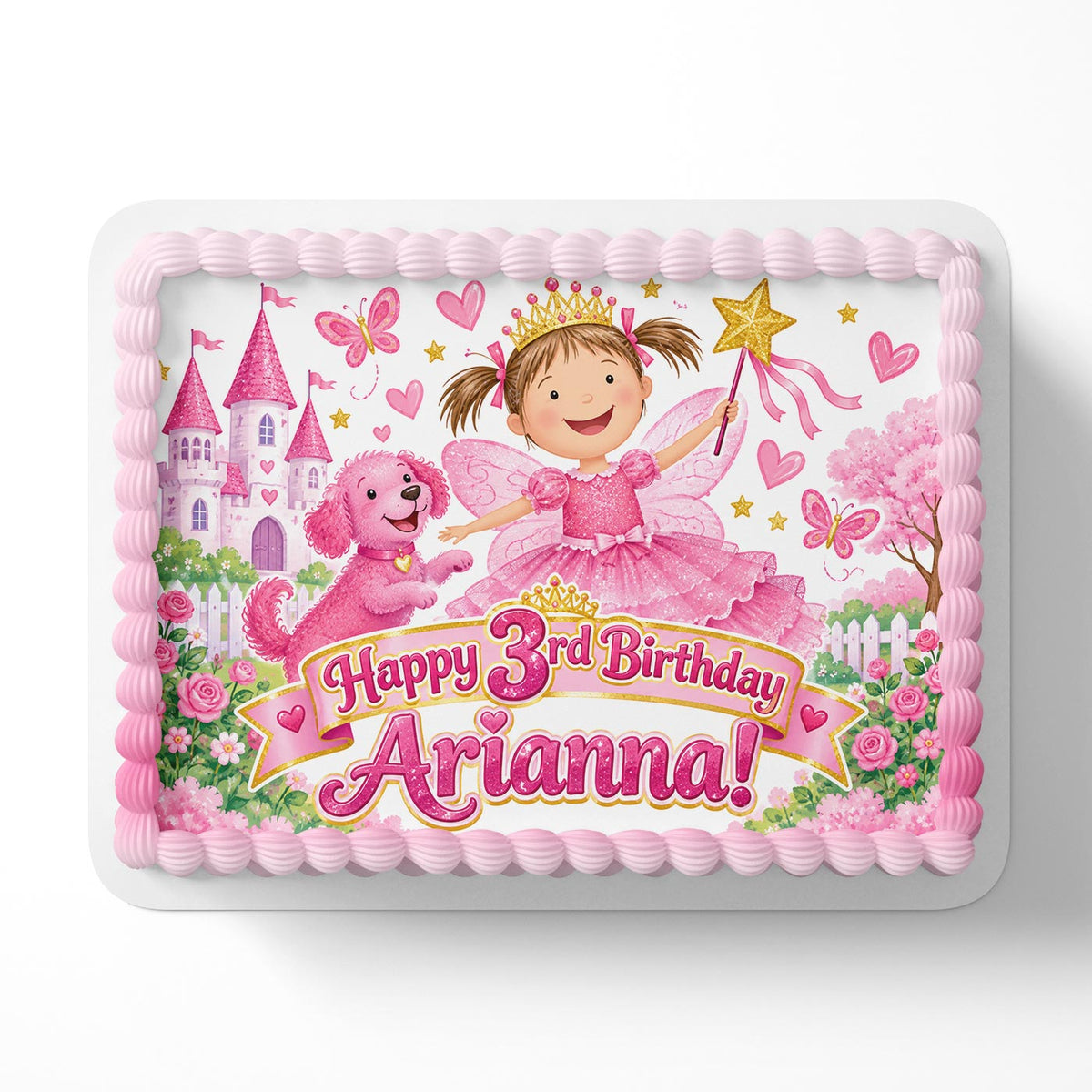 Pinkalicious Girls Pink Edible Cake Topper | Birthday Cake Decoration | Photo Cake Image | Custom Edible Cake Topper