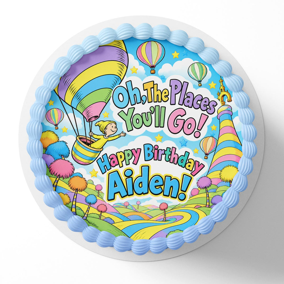 Oh, The Places You'll Go! Edible Cake Topper | Birthday Cake Decoration | Photo Cake Image | Custom Edible Cake Topper